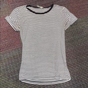 Black and white striped fitted short sleeve